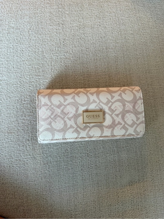 Guess Handbags - GUESS beige Signature Logo Wallet with Gold Plaque